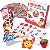 Gamenote color kit de origami para nios 108 archivo de origami vvido de doble cara 55 pginas que ensea libro de origami, adecuado para nios/clase de manualidades escolares