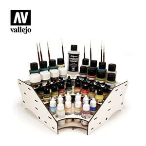 Vallejo VAL26008 - Soporte para botes de pintura (función de atril, 27 x 27 x 11 cm), color plateado