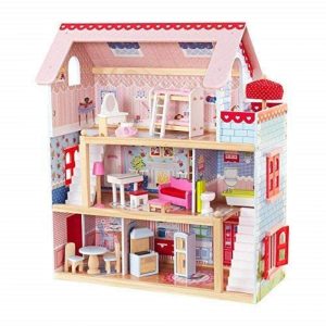 KidKraft 65054 Chelsea Casa de muñecas de madera con muebles y accesorios incluidos, 3 pisos, para muñecas de 30 cm, Multicolor, 3 años+