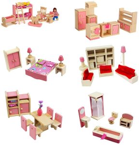 MIKI-Z 1 Set 1:12 Casa de muñecas en Miniatura Muebles de Madera Juego de niños Juguetes Regalo para Dollhouse Decoración de la Escena...
