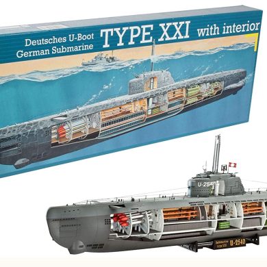 Revell Maqueta Submarino alemán Type XXI con Interior, Kit Modello Escala 1:144 (5078) (05078)