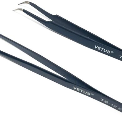 [Juego de 2 piezas] pinzas de belleza de precisión fina Vetus TS-12 ESD (135 mm) y TS-15 ESD (120 mm) herramienta profesional para extensiones de.