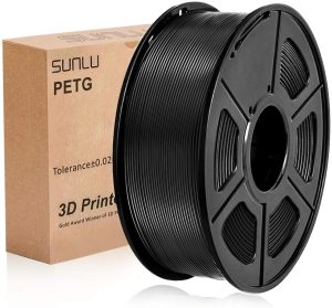 SUNLU PETG Filamento 3D 1.75mm 1KG (2.2lb), Filamento de impresora PETG 3D, Precisión dimensional +/- 0.02 mm, 1 kg Carrete, 1.75 mm, PETG negro